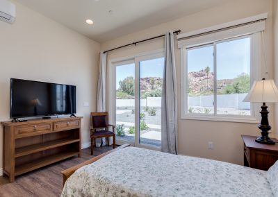 Camelback View bedroom with TV Vista Living Assisted Living Phoenix Arizona