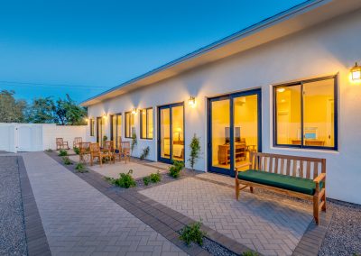 Camelback View outdoor area at night Vista Living Assisted Living Home