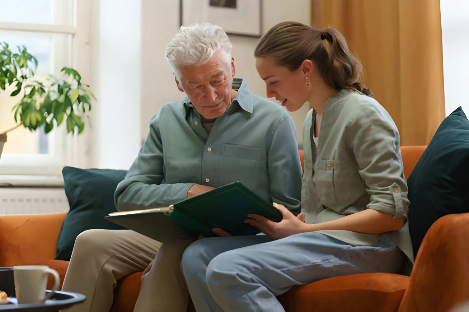 Old man Reading Book Memory Care