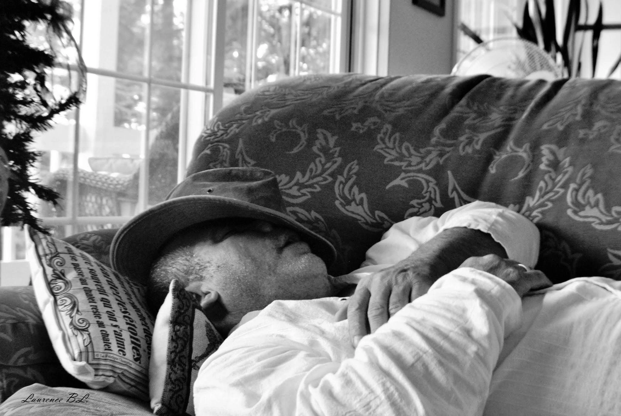 elderly taking a nap on the couch