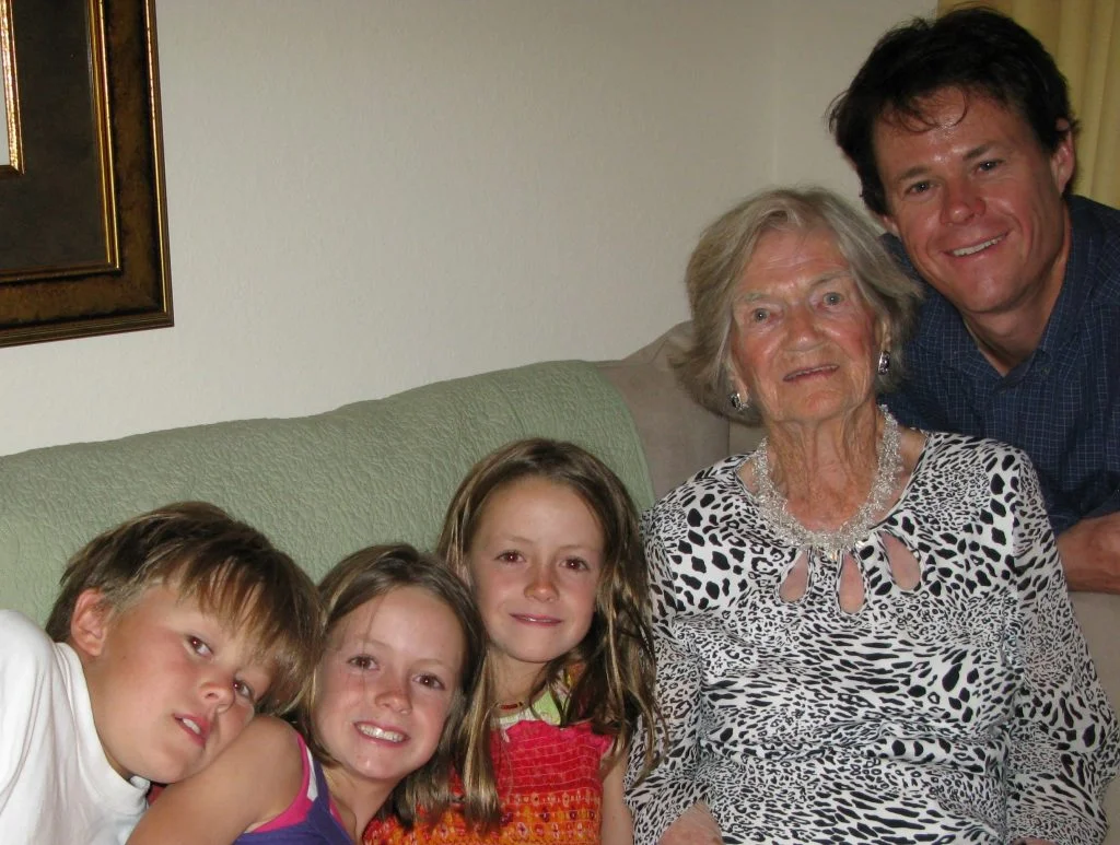 2010: Grammy and Brett’s kids at her 100th Birthday!!